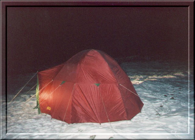A tent in snow in Stirling